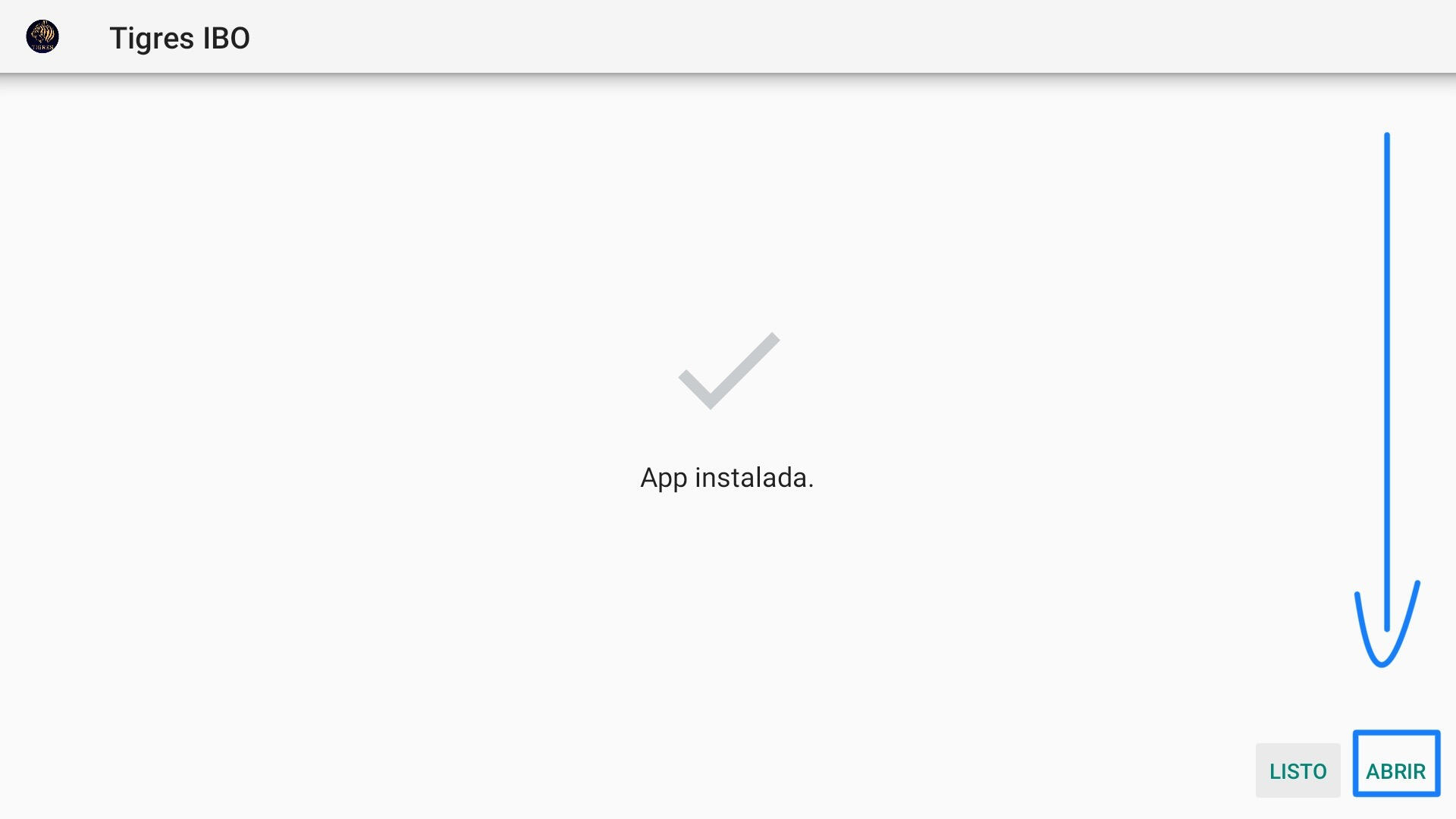 Pantalla de instalación completada